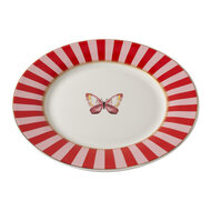 Clayre &amp; Eef | Servies Ontbijtbord Wit Rood &oslash; 19x2 cm | 6CEDP0171