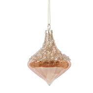Clayre &amp; Eef | Kerstbal Beige Wit &oslash; 8x10 cm | 6GL5129