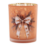 Clayre &amp; Eef | Waxinelichthouder Bruin Wit &oslash; 7x8 cm | 6GL5384