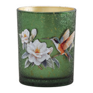 Clayre &amp; Eef | Waxinelichthouder Groen Wit &oslash; 10x13 cm | 6GL5394