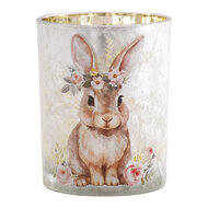 Clayre &amp; Eef | Waxinelichthouder Grijs Bruin &oslash; 10x13 cm | 6GL5397