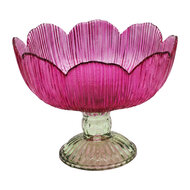 Clayre &amp; Eef | Glazen Theelichthouder Roze Groen &oslash; 13x11 cm | 6GL5547F