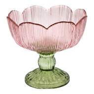 Clayre &amp; Eef | Glazen Theelichthouder Roze Groen &oslash; 17x13 cm | 6GL5549P