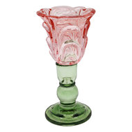 Clayre &amp; Eef | Glazen Theelichthouder Roze Groen &oslash; 10x18 cm | 6GL5550P