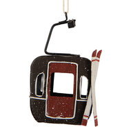 Clayre &amp; Eef | Decoratie Skigondel Grijs Rood 7x5x12 cm | 6Y6048