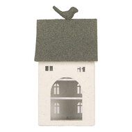 Clayre &amp; Eef | Decoratie Huis Wit Groen 12x12x27 cm | 6Y6070