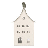 Clayre &amp; Eef | Decoratie Huis Wit Groen 12x12x27 cm | 6Y6070