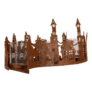 Clayre &amp; Eef | Theelichthouder Kerst Huisjes Bruin 27x12x12 cm | 6Y6096