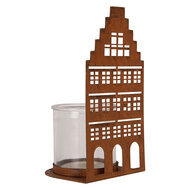 Clayre &amp; Eef | Theelichthouder Huis Bruin 10x10x20 cm | 6Y6124