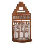 Clayre &amp; Eef | Theelichthouder Huis Bruin 10x10x20 cm | 6Y6124