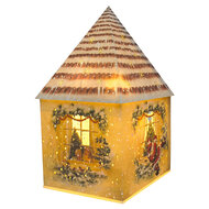 Clayre &amp; Eef | Decoratie Huis met LED Bruin Wit 11x11x21 cm / 3xAA | 67044