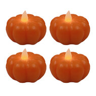 Clayre &amp; Eef | Kaars met LED Oranje set van 4 &oslash; 5x5x4 cm | 6CA0013