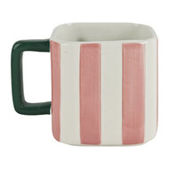 Clayre &amp; Eef | Mok Roze Wit 13x9x9 cm / 300 ml | 6CEMU0248