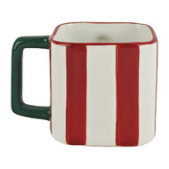 Clayre &amp; Eef | Mok Wit Rood 13x9x9 cm / 300 ml | 6CEMU0249