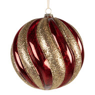 Clayre &amp; Eef | Kerstbal Rood Goudkleurig &oslash; 20x20 cm | 6GL5437