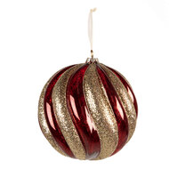 Clayre &amp; Eef | Kerstbal Rood Goudkleurig &oslash; 20x20 cm | 6GL5437