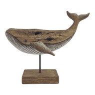 Clayre &amp; Eef | Decoratie Walvis Bruin Beige 25x9x20 cm | 6H2524