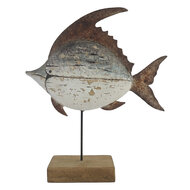 Clayre &amp; Eef | Decoratie Vis Wit Bruin 25x7x29 cm | 6H2525