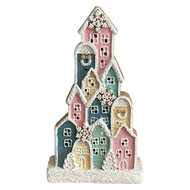 Clayre &amp; Eef | Decoratie van huisjes Wit Roze 16x4x22 cm | 6PR6427