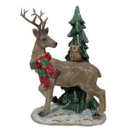 Clayre &amp; Eef | Decoratie Hert Bruin Groen 14x11x20 cm | 6PR6455