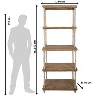Clayre &amp; Eef Boekenkast 80x40x210 cm Bruin- Wit Hout 5H0679