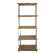 Clayre &amp; Eef Boekenkast 80x40x210 cm Bruin- Wit Hout 5H0679