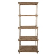 Clayre &amp; Eef Boekenkast 80x40x210 cm Bruin- Wit Hout 5H0679