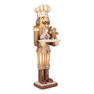 Clayre &amp; Eef | Kerstdecoratie Notenkraker Bruin Wit 14x15x44 cm | 6PR6252