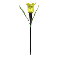 Clayre &amp; Eef | Tuinprikker bloem op zonne-energie Oranje Groen 6x6x31 cm | 6LMS0004
