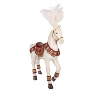 Clayre &amp; Eef | Decoratie Paard Wit Rood 35x12x56 cm | 6PR6130