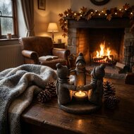 Brynxz Circle of Snowmen Tealightcup Majestic Brown M &ndash; Sfeervolle Kerstdecoratie
