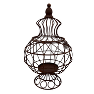 Ornament op voet Rusty Metalen Roest Windlicht - 37 x 22 cm - Stoer &amp; Sober Woonstijl