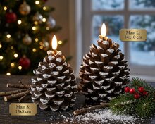 LumineoLumineo Led Dennenappel kaars maat L - 14x10cm - bruin wit Led Dennenappel kaars maat S - 13x8cm - bruin wit