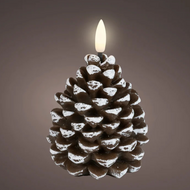 Lumineo LLumineo Led Dennenappel kaars maat L - 14x10cm - bruin wited Dennenappel kaars maat S - 13x8cm - bruin wit