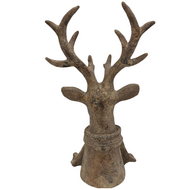 Decoratie Beeld hert sjaal  - grijs 39,5 x 21 x 14 cm - maat L - Countryfield