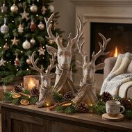 Decoratie BeelDecoratie Beeld hert sjaal  - grijs 30 x 15,5 x 12 cm - maat M - Countryfieldd hert sjaal  - grijs 39,5 x 21 x 14