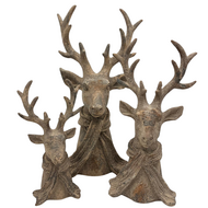 DecDecoratie Beeld hert sjaal  - grijs 30 x 15,5 x 12 cm - maat M - Countryfieldratie Beeld hert sjaal  - grijs 39,5 x 21 x 14 