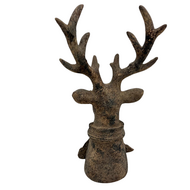 Decoratie Beeld hert sjaal  - grijs 30 x 15,5 x 12 cm - maat M - Countryfield