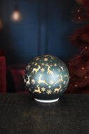Dekoratief | Deco bol 'Frosty Reindeer', groen, glas, roterend, LED, 15x15x15cm | A265651