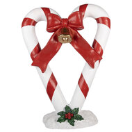 Clayre &amp; Eef | Decoratie Zuurstok Wit Rood 55x24x75 cm | 5MG0143