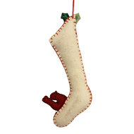 Clayre &amp; Eef | Decoratie Hanger Kerstsok vilt Rood Wit 6x2x14 cm | 66509