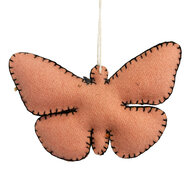 Clayre &amp; Eef | Decoratie hanger Vlinder vilt Roze Bruin 9x2x6 cm | 66515