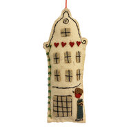 Clayre &amp; Eef | Decoratie hanger Huisje vilt Wit Beige 5x2x15 cm | 66525