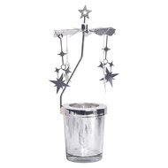 Clayre &amp; Eef | Theelichtcarrousel Zilverkleurig &oslash; 8x20 cm | 66807ZI