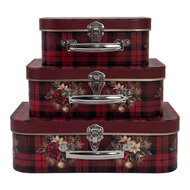 Clayre &amp; Eef | Decoratie koffer Set van 3 Rood 30x21x9/25x18x9/20x16x8 cm | 67048