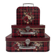 Clayre &amp; Eef | Decoratie koffer Set van 3 Rood 30x21x9/25x18x9/20x16x8 cm | 67048