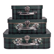 Clayre &amp; Eef | Decoratie koffer Set van 3 Groen 30x21x9/25x18x9/20x16x8 cm | 67049