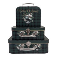 Clayre &amp; Eef | Decoratie koffer Set van 3 Groen 30x21x9/25x18x9/20x16x8 cm | 67049