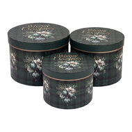 Clayre &amp; Eef | Hoedendoos Set van 3 Groen &oslash; 25x17 / &oslash; 23x16 / &oslash; 21x14 cm | 67051