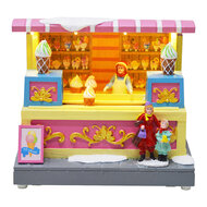 Clayre &amp; Eef | Kerstdecoratie marktkraampje met LED Geel Roze 16x10x15 cm / 3xAA | 67145